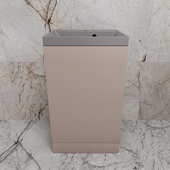 Style Line Тумба с кварцевой раковиной серый шелк Моно 50 санд пудровый – фотография-2